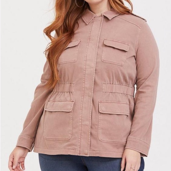 NWOT Torrid Essential Twill Anorak Utility Chore Jacket Pink Clay - Picture 4 of 16